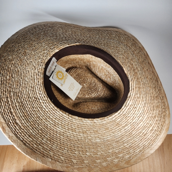 BRIXTON Leigh Straw Fedora Hat Extra Small 6 3/4 Adjustable Timeless UV 50 - Picture 6 of 11